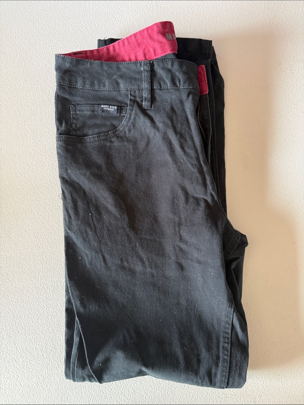 Men's Black Jeans with Pink Waistband